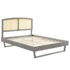 Modway Sierra Cane and Wood Queen Platform Bed with Angular Legs - Grey-Queen Platform Bed Frame