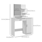 HOMCOM Vanity Desk with Mirror - 35.4" L x 15" W x 54.3" H - White-The engineered wood surface is melamine-coated, smooth and easy to clean 