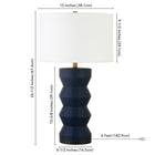 Hudson&Canal - Lampe de table Carlin en céramique de 68 cm de haut avec abat-jour en tissu - Bleu marine mat/blanc-Comprend un cordon de 6 pieds avec interrupteur à prise rotative