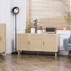 HOMCOM Boho 53.5" L Sideboard - Natural Wood-Six compartments maximize storage space