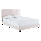 Modway Celine Channel Tufted Performance Velvet Twin Bed - Pink-Channel Tufted Headboard