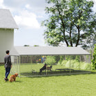 PawHut - Chenil pour chien d’extérieur avec toit, clôture pour chien en acier - 19,7 pi x 9,8 pi x 7,1 pi-Offre une zone de jeu et de détente de 194 pi² 