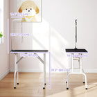 PawHut 32" H Foldable Small Dog Grooming Table with Adjustable Arm - Black-Tabletop with textured rubber surface for preventing slipping off 