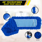 Gritt Commercial Microfiber Looped Dust Mop Pad Head - 48" x 5" - Blue - 6 Pack-Offers better bacteria removal than traditional cotton mops