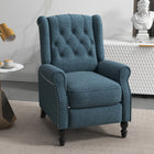 HOMCOM Manual Reclining Sofa with Armrests for Living Room - Blue-Linen-feel fabric is breathable and skin-friendly  