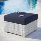 Modway Convene Outdoor Patio Ottoman - Light Grey/Navy-Powder-Coated Aluminum Frame