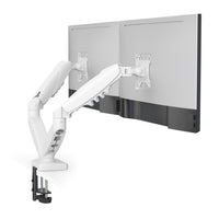 ShoppingAll Dual VESA Monitor Mount with Fully Adjustable Gas Spring Arm and Office Desk Clamp - White-Wide Compatibility: Supports 13"–32" monitors weighing 4.4–19.8 lb with VESA 75x75mm and 100x100mm mounting patterns, perfect for ergonomic work setups