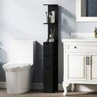 HOMCOM Narrow Bathroom Floor Cabinet with Drawer and Open Shelves - Black-Provides ample storage space with style  