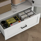 HOMCOM 69" H Tall Kitchen Storage Cabinet with Adjustable Shelves - Cream White-Melamine coated surface for scratch resistance and easy cleaning 