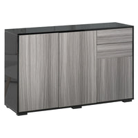 HOMCOM 46.1" L High Gloss Buffet Sideboard with 2 Drawers - Grey and Black-Great for storing dinnerware, glasses, cups, books, and more