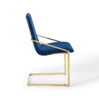 Modway Pitch Performance Velvet Dining Armchair - Gold/Navy-Non-Marking Foot Caps