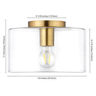 Hudson&Canal - Plafonnier encastré Henri de de 25,4 cm de large avec abat-jour en verre - Laiton/Transparent-Matériel de montage inclus