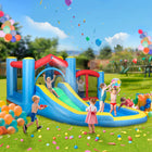 Qaba - Château gonflable 5 en 1 avec toboggan aquatique et 2 bassins - 12,6 pi L x 9,5 pi l - multicolore-Tissu Oxford 420D+840D pour la durabilité et la sécurité des enfants 