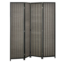 HOMCOM 4 Panel Bamboo Hand-Woven Freestanding Room Divider for Home Office - Brown-Great for creating a personal space or dividing up large rooms
