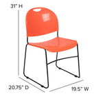 Flash Furniture HERCULES Series Orange Ultra-Compact Stack Chair with Black Powder Coated Frame-Limited Lifetime Warranty on Frame