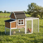 PawHut - Poulailler 71 po pour 3 poules, poulailler en bois avec enclos-Le toit en asphalte imperméable et la structure en bois de sapin offrent une excellente protection par tous les temps 