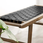 Modway - Saoirse 47" Imitation cuir Banc en bois - Noir noyer-Supports latéraux