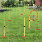 PawHut Portable Dog Agility Training Obstacle 3-Piece Set with Adjustable Weave Pole-Adjustable high jump and jumping ring height for a variety of workout intensity<br> 