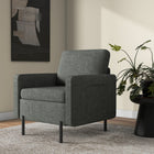 HOMCOM - Fauteuil d’appoint en tissu avec pieds en métal - 2 poches latérales pour chambre à coucher - gris-Rembourrage épais en mousse sur toute la surface avec un paquet de ressorts à l'intérieur pour un confort optimal   
