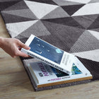 Modway - Kahula Mosaïque du triangle géométrique Tapis de comédie 8 pi l x 10 pi L - Noir, gris et blanc-Dessous du tissu de jute adhéré