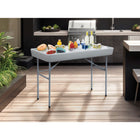Work Smart Folding Beverage Ice Cooler Table-Powder coated locking steel legs. fold making it easy to carry and store