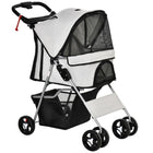 PawHut - Poussette pour chien pliage en un clic, poussette pour animal de compagnie avec porte-gobelet, 4 roues, transporteur de voyage avec freins, gris-La fonction de pliage à une touche facilite le rangement 
