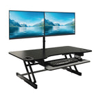 Rocelco 45" Adjustable Desk Riser with Dual Monitor Mount and Anti Fatigue Mat-ADR45 provides an adjustable height from 4.7" to 17.5"