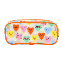 Hilroy Retro Hearts Zipper Pencil Pouch - Clear-Comes with one main zipper compartment