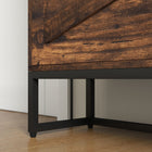 HOMCOM Narrow Shoe Cabinet with 2 Flip Doors & Top Drawer - Rustic Brown-Powder-coated steel base with adjustable foot pads for strong support  
