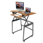 Rocelco 46" Deluxe Adjustable Height Desk Riser and Floor Stand Bundle - Teak/Black-9