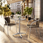Flash Furniture 23.5" Round Aluminum Indoor-Outdoor Table Set with 2 Dark Brown Rattan Chairs-Set Includes Table and 2 Chairs