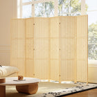 HOMCOM - Séparateur de pièce autoportant à 6 panneaux en bambou ondulé pour chambre, bureau intérieur - bois naturel-Dimensions totales : 94,5 po l x 0,7 po P x 66,7 po H (240 x 1,8 x 169,5 cm) 
