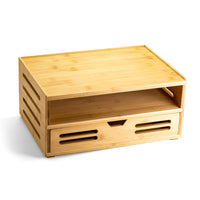 Officemate Bamboo Organizer with Drawer-Horizontal side load file organizer and drawer for easier access