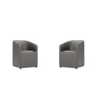 Manhattan Comfort - Lot de 2 fauteuils de salle à manger modernes Anna ronds 23,23 po en similicuir - Étain-Fauteuil de salle à manger moderne pour salle à manger et usage de travail lot de 2