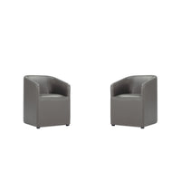 Manhattan Comfort - Lot de 2 fauteuils de salle à manger modernes Anna ronds 23,23 po en similicuir - Étain-Fauteuil de salle à manger moderne pour salle à manger et usage de travail lot de 2