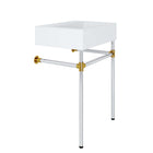 Modway - Redeem Fixation murale en acier inoxydable argenté de 24" Vanette de salle de bain - Blanc argenté-Bassin d’évier en céramique