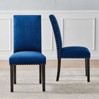 Modway Parcel Performance Velvet Dining Side Chairs - Navy - 2 Pack-Rubberwood Legs