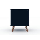 Manhattan Comfort Rockefeller 20.08" Mid-Century Modern 2-Drawer Nightstand - Tatiana Midnight Blue-17.62" L x 20.08" W x 21.65" H