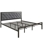Modway Mia Fabric King Bed - Brown Grey-Platform bed frame with headboard