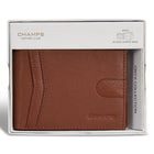 Champs Onyx Leather Access Center Wing Wallet - Brown-1 hidden credit card slot