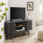 Modway Render 46" Corner TV Stand - Charcoal-Smooth Wood Grain Laminate