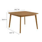 Modway Vienna 46" Square Outdoor Patio Teak Wood Dining Table - Natural-Teak Wood