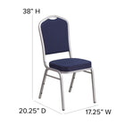 Flash Furniture HERCULES Series Crown Back Stacking Banquet Chair in Navy Fabric - Silver Frame-2.5'' Thick Seat Cushion