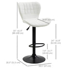 HOMCOM Adjustable Swivel PU Leather Bar Stools - White - 2 Pack-The swivel seat allows free rotation
