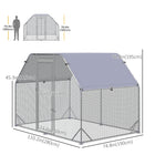 PawHut - Poulailler en métal pour 4 à 6 poules, enclos pour poules avec toit-La grande hauteur permet aux propriétaires d'entrer et de sortir facilement des zones d'alimentation 