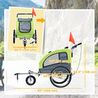 Aosom 2-in-1 Dog Bike Trailer with Suspension, Hitch and Storage Pockets - Green-Hand brake, safety leash, reflectors and red flag for extra security 