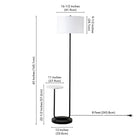 Hudson&Canal - Lampadaire Jacinta avec plateau en marbre et abat-jour en tissu - Bronze noirci/blanc-Comprend un plateau/table d'appoint de 11 pouces attaché