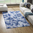 Modway Andela Interlocking Block Mosaic Area Rug - 5 ft W x 8 ft L - Multicolored Light/Dark Blue-Tight Low Pile Weave