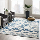 Modway - Reflect Treillis marocain en diamant abstrait Takara Tapis intérieur et extérieur de 8 pi l x 10 pi L - Ivoire et bleu-Tissage serré à poil bas