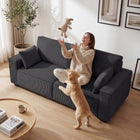 HOMCOM - Canapé 3 places en velours côtelé 86 po avec coussin à ressorts - gris foncé-Matériau : velours côtelé (100 % polyester), mousse originale, coton pour poupée, métal, panneau multicouche 
